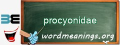 WordMeaning blackboard for procyonidae
